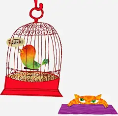 卡通鹦鹉png免抠素材_新图网 https://ixintu.com 插画 卡通 手绘 鹦鹉 猫咪 创意 动物 鸟笼