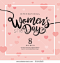 8 March International Women's Day design with handwritten lettering