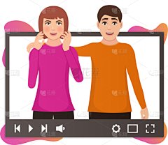 脸红的,女孩,幸福,男人,可爱的,电子邮件,浪漫,女人,爱,相伴