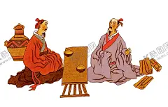 两个人古代喝酒 【酷图网】古人,古代,喝酒,酒桌,酒坛,谈论