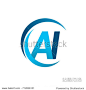 initial letter AI logotype company name blue circle and swoosh design. vector logo for business and company identity.