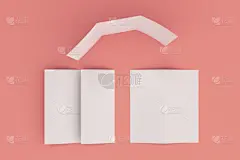 折叠的,白色,小册子,空白的,红色背景,三个物体,贺卡,水平画幅,无人,绘画插图