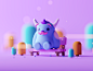 Monster monster game asset character forest game building fantasy illustration cartoon low poly isometric room game lowpoly octane cinema 4d c4d 3d isometric