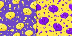 Bad and good symbols seamless pattern. Cartoon yel