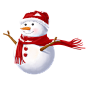 手绘冬天戴帽子和围巾的雪人