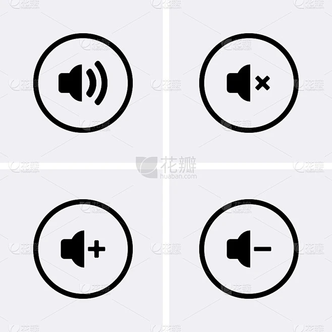 Sound volume Icons set素材-花瓣网