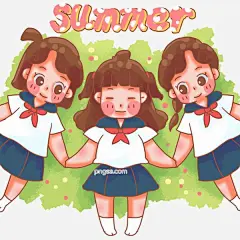 暑假牵手一起合照的伙伴图片大小2000x2000px 图片尺寸1.39 MB 来自PNG搜索网 pngss.com 免费免扣png素材下载！草坪#插画风#活泼色彩#季节#假期#卡通#可爱#萌#气候#日系#暑假#夏季#夏季唯美#