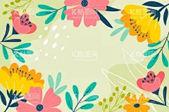 花朵手绘植物壁纸  - 源文件下载【酷图网】花朵植物背景,壁纸,花卉,植物,卡通,大自然,清新花朵背景,春天手绘壁纸