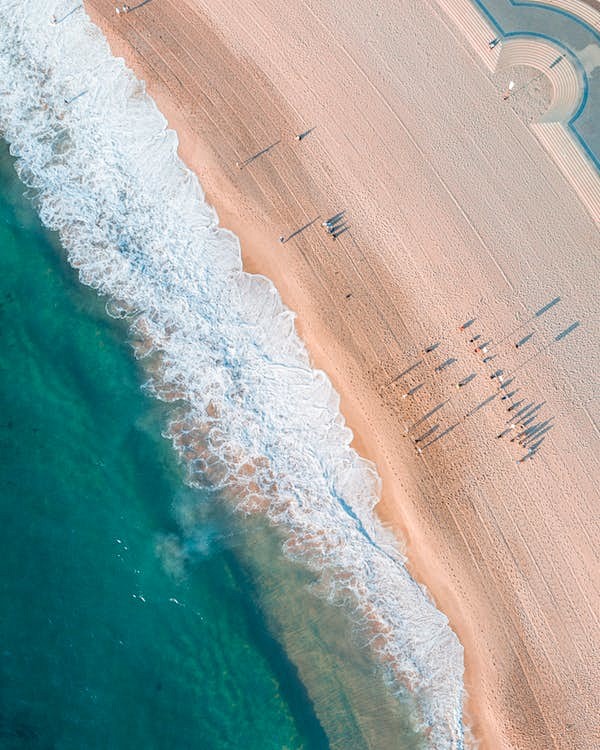 岸邊, 從上面, 海