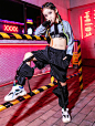 女童爵士舞服装儿童嘻哈街舞演出服女孩走秀套装露脐潮服长袖衣服-tmall.com天猫