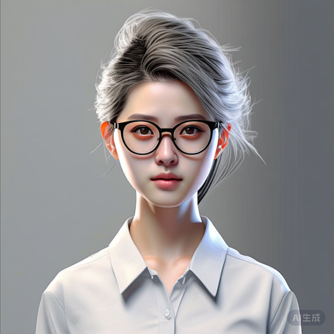 戴眼镜半身照女生AI