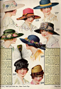 20世纪初女性帽子图鉴。@北坤人素材