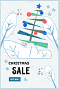 圣诞节促销横幅或海报设计，平面矢量插图。