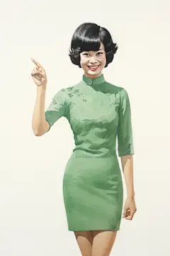 AI数字艺术国潮旗袍复古人物插画