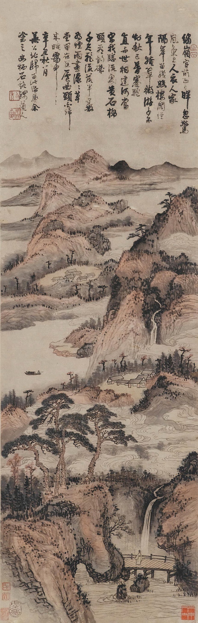 髡残——1661年作《秋晖蒙钓矶》人物山...