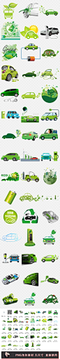 绿色低碳环保节能新能源充电汽车海报背景png素材