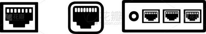 白色背景上的 Rj45 端口图标