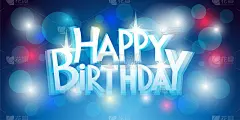 蓝色背景下的生日问候。