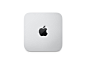 Mac mini 的俯视图，机身中央有 Apple 标志。