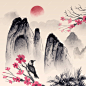 Watercolor chinese style background