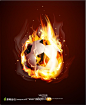燃烧的足球咖啡色火焰背景矢量图库素材下载
