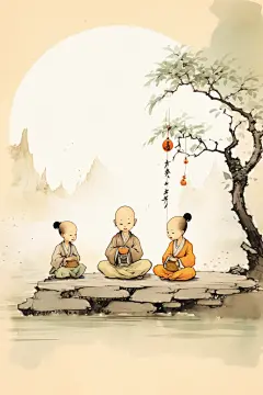 培训中国风水墨古风教师节老师学生人物插画