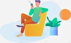 坐在沙发上男子25D人物插画矢量图 免费下载 页面网页 平面电商 创意素材