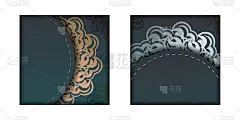 贺卡模板与绿色渐变与希腊黄金饰品为您的设计。