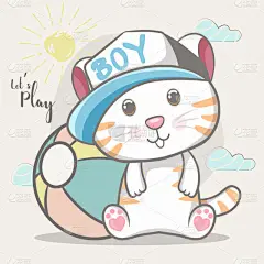 可爱的,绘画插图,矢量,小猫,小山羊,狗,小的,动物,熊,背景