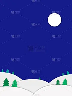 纸工艺风格的背景插图的雪景在夜间