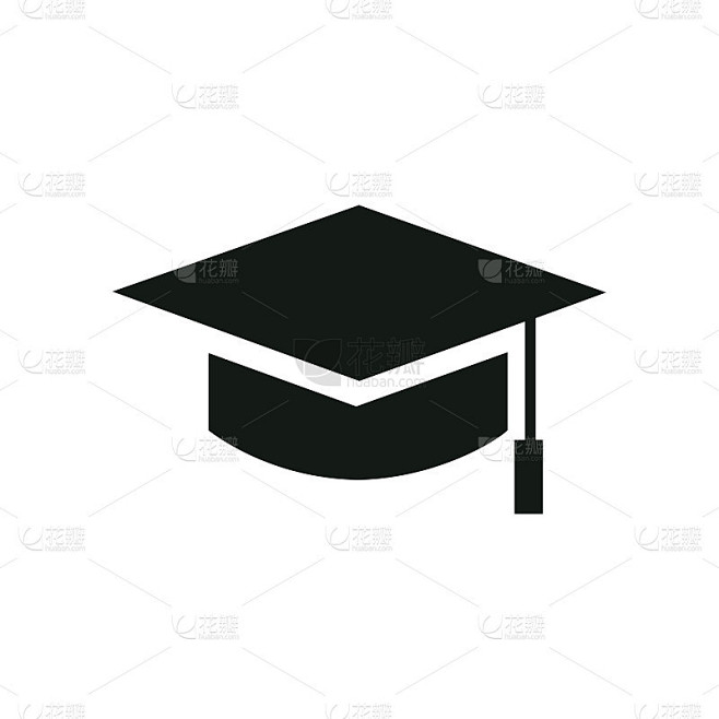 学位帽或学位帽的标志。带流苏的毕业帽。矢量图