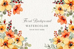 图源免费EPS |黄色水彩花卉背景