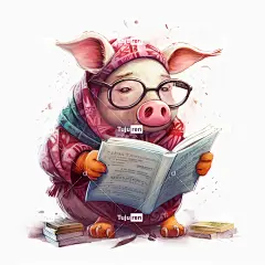 Ai产生的 猪 书 小猪 读 卡通片 漫画 童话故事 可爱的