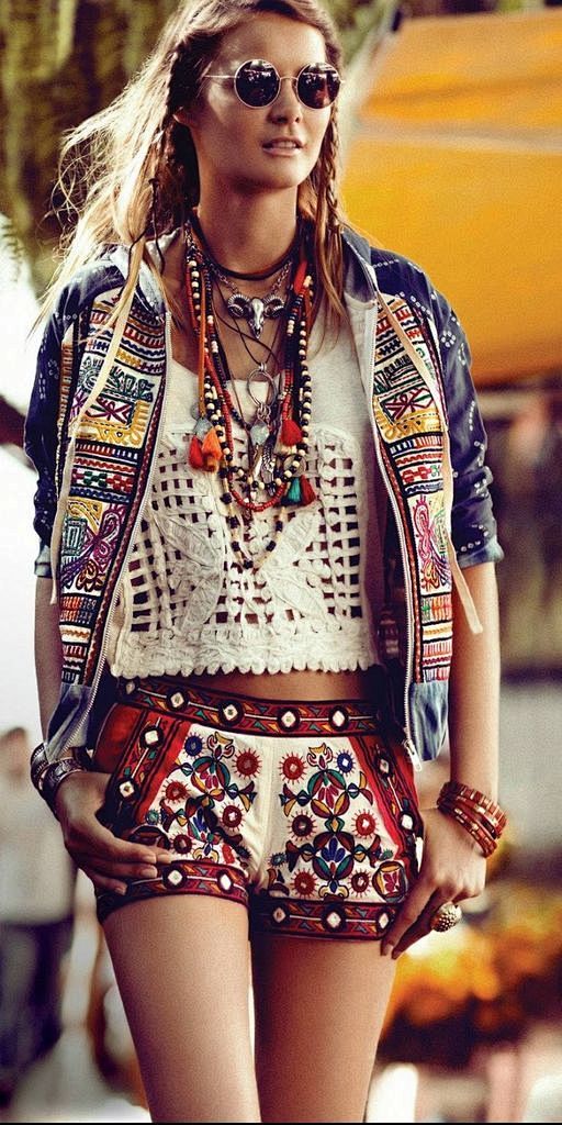 bohemian ethnic shor...