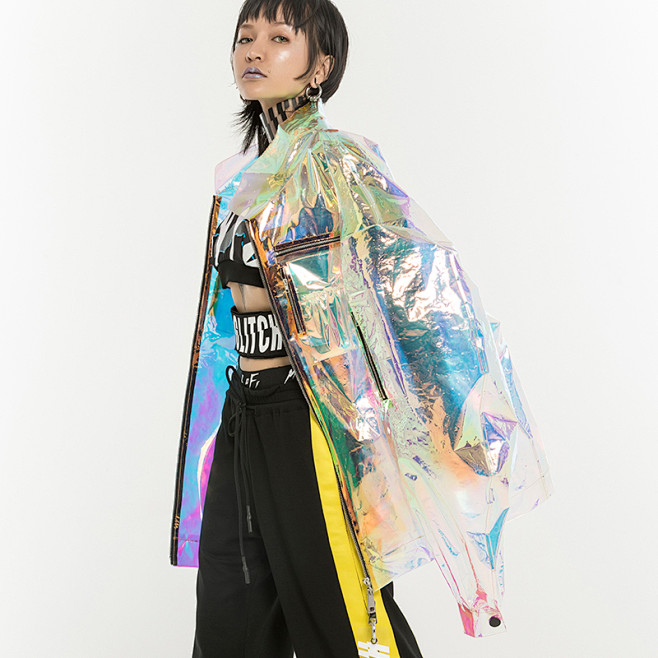 mashamaxlofi宽松炫光镭射夹克百搭短外套女李宇春袁娅维淘宝网