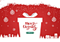 手绘线条 白色礼盒 红色背景 圣诞节手绘海报设计AI cm180011548