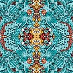 色彩斑斓充满活力的手绘风格曼陀罗图案设计矢量图花纹底纹设计素材