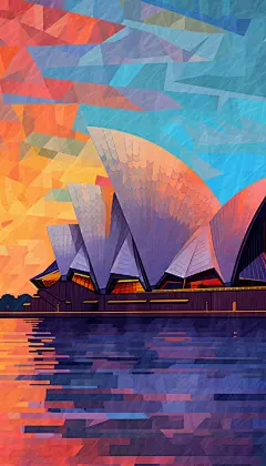 澳大利亚悉尼歌剧院城市地标旅游景点插画