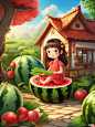 吃西瓜的小女孩 (2)