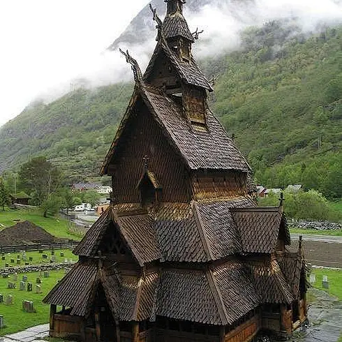 挪威，Borgund教堂，好可爱的房子。