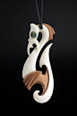 Torea / Matau &#;8226 Seabird / Fish Hook Pendant by Kerry Kapua Thompson, M&#;257ori artist (KT40407)