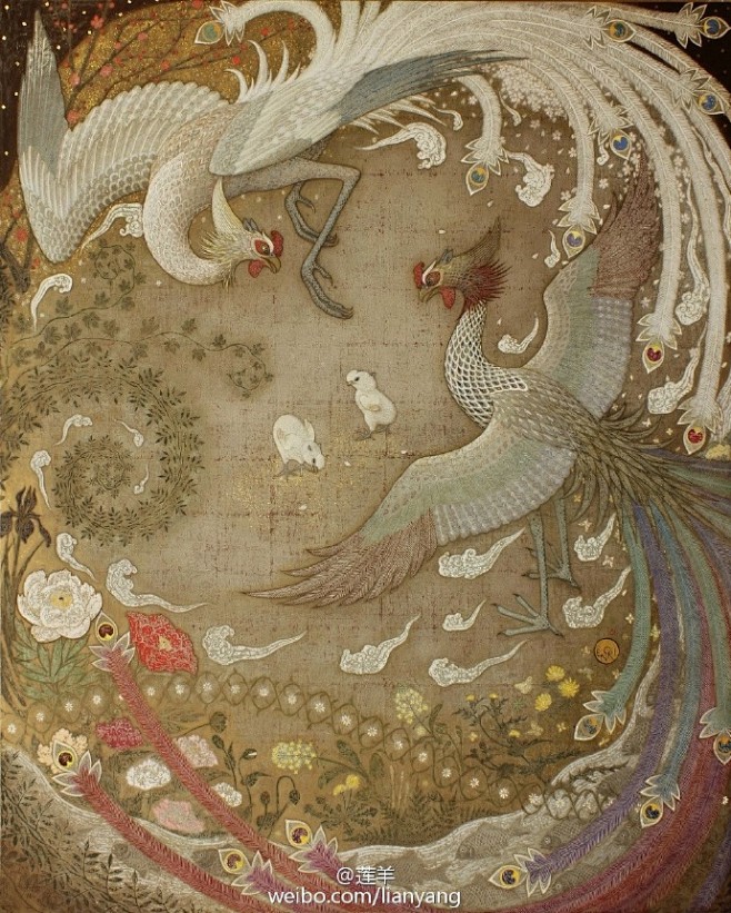 #岩彩# 榎俊幸先生岩彩画，厚厚的日本画...