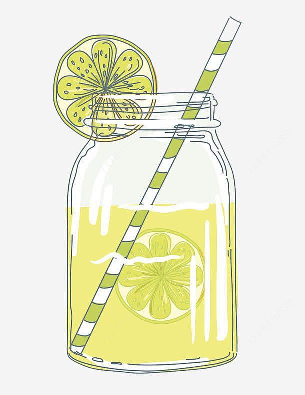 手绘插图软饮料柠檬汁高清素材果汁清凉饮料软饮软饮料饮料元素免抠