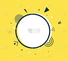 白色圆形和黑色框架在平面风格。带有抽象几何形状的艺术横幅。提纲贴纸有促销文字、价签、促销广告。向量卡