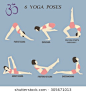 Vector set of six yoga poses. Collection of asanas.