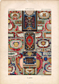 搪瓷装饰框架板LXXVII 1873 RACINET古董色蚀刻版画插图库存图像