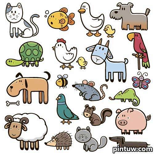 卡通动物 可爱动物 扁平化动物 马 河马...