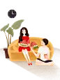 手绘 情侣插画  png_C4D空间搭配 _T20191022  _PNG素材