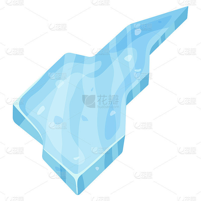 碎冰。寒冷的冻结块，北极雪的对象在白色的背景上，卡通风格的浮冰