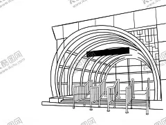 小寨地铁站矢量建筑线稿 【酷图网】西安地铁,小寨地铁站,出入站口,矢量,建筑